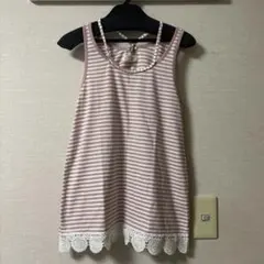 【最終値下げ】しまむら　ボーダー　タンクトップ　ピンク　Mのサムネイル