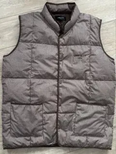 ブラウン系チェック柄キルティングメンズダウンベスト
