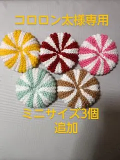 コロロン太様専用可愛いアクリルたわし普通サイズ5個+ミニサイズ3個