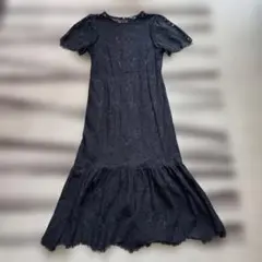 ZARA ブラック レース フレア ワンピース L