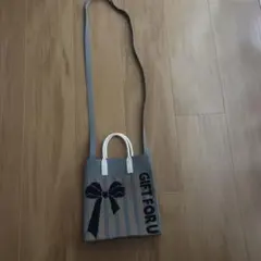 リボンデザイン ニットショルダーバッグ