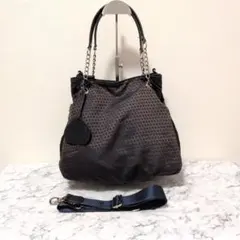 【美品】OSAM オサム レザーチャーム付 2wayレザー ナイロントートバッグ