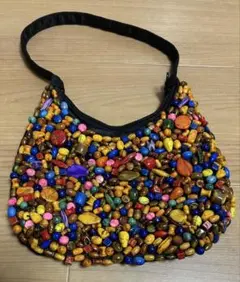 LEOPARD ビーズ装飾 ハンドバッグ　イタリア製