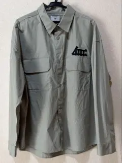 H&M オーバーサイズ 長袖ワークシャツ カーキ/セージ Mサイズ