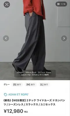 アダムエロペ 2タック ワイドルーズ ドカンパンツ / スラックス