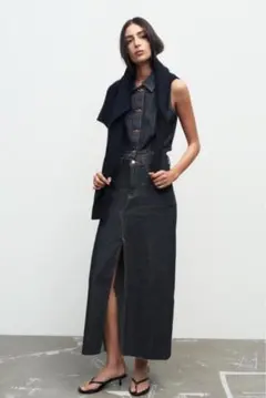 【ZARA】Z1975 デニムミディスカート ブルー 8228/023/407