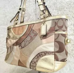 ⭐極美⭐COACH シグネクチャー パッチワーク ターンロック ショルダーバッグ