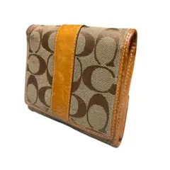 美品 COACH シグネチャー 財布 ブラウン レザー 札入れ 小銭入れ