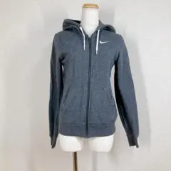 ナイキ ワンポイント刺繍 フルジップ パーカー S グレー NIKE スウェット