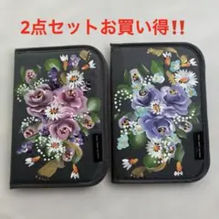 お薬手帳ケースセット344 トールペイント　手書き　ハンドメイド　薔薇　ローズ