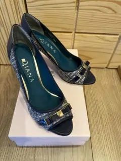 ［未使用品］DIANA オープントゥパンプス ツイード調 23.5cmのサムネイル