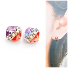 カラフルビジュー6mmお花ピアス/イヤリング - メルカリ