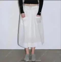 overdue flair 韓国コットンフレアスカート ホワイト