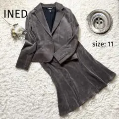 イネド　ベロアセットアップ　ジャケット　スカート　ロゴボタン　大きいサイズ　11