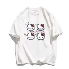 キティちゃん　黒　ブラック　プリント　tシャツ　半袖　平成　星　韓国　海外