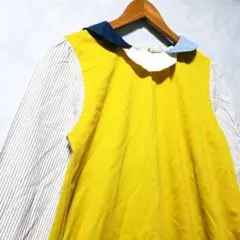 POU DOU DOU イエロー ワンピース 長袖 ナチュラル系 古着 北欧風