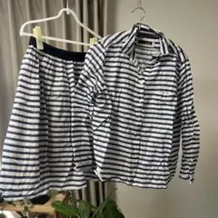 ニコアンド ボーダー シャツとスカート セットアップ 春服 裏地付き