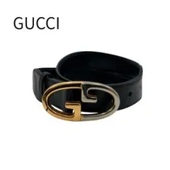 GUCCI ブラックレザーGG柄ベルト