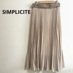 シンプリシテェ ロングスカート ベルト付き F ベージュ プリーツ ウエストゴム