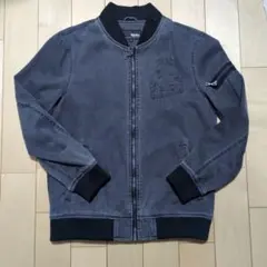 ダークグレー ジップアップジャケット M デニム 短丈