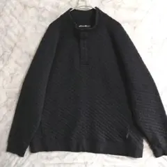 A312　EDDIE BAUER　トレーナー　2XL　黒灰　スナップ　US古着のサムネイル