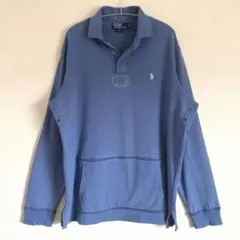 ポロラルフローレン　長袖ラガーシャツ　90sビンテージ　ダメージ加工　XLサイズ