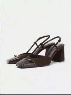 ZARA スリングバックパンプス ダークブラウンのサムネイル