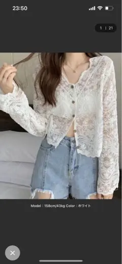 レースブラウス カーディガン Vネック