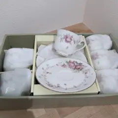 ノリタケ　コンテンポラリー　ローズ柄　カップ＆ソーサー　５客セット