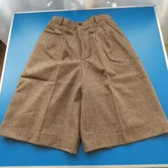 茶色のチェック柄キュロットパンツ、冬用