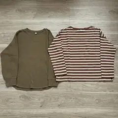 UNIQLO レディース　ボーダー　ワッフル　Lサイズ　ロンT 長袖