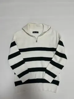 【ZARA / ザラ】キッズ ボーダー柄 ハーフジップ ニットプルオーバー