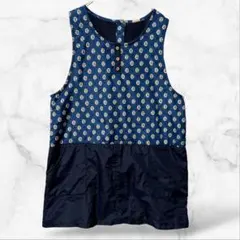 ノースリーブ裏起毛エプロン ドット ボタン(M~L)花柄 クッキング レディースのサムネイル