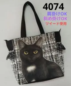 ゆ*ん様 4074　コヤンイサムチョン　黒猫　両サイドポケットトートL　斜め掛け