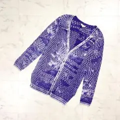 DIESEL 総柄プリントロングカーディガン 薄手 紫 S*HD668