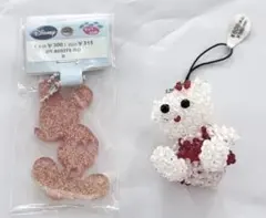 ミッキーマウスとクマのぬいぐるみキーホルダーセット
