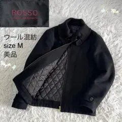 美品 アーバンリサーチロッソ ウール混紡 メルトンコート 裏キルト 黒 細身 M