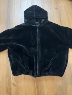 黒 フード付きファーコート