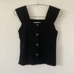 ブラックノースリーブ リブ編み