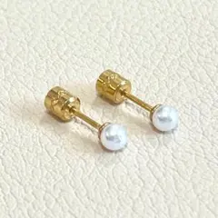 316L☆4ｍｍ☆ゴールド　カジュアル・パールピアス　両耳用