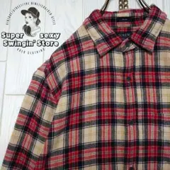 人気 ジェイクルー フランネル シャツ M レッド ベージュ チェック 古着