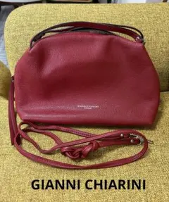 美品 ジャンニキャリーニ 2way ショルダーバッグ アリファM レッド 