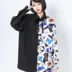 TRAVAS TOKYO バイカラーシャツ トランプ柄 リボン付のサムネイル