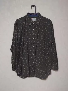 Lee Cooper 鳥柄 総柄 長袖シャツ ダークグリーン メンズ M