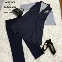 セレモニー 3点セット✨入園式　入学　卒業式　卒園　ジレ　ママスーツ★ブルー　M