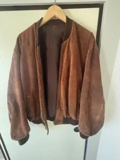 ブラウン スエード ボンバージャケット