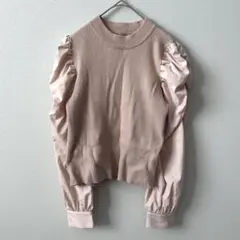 INGNI パワショルニット リブ パフスリーブ モックネック ピンク