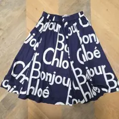 Chloé Bonjour ロゴ プリーツスカート ネイビー 40 y89のサムネイル