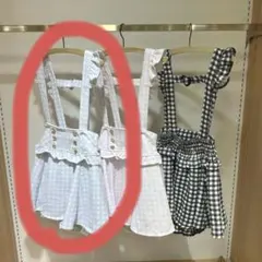 LIZLISA ギンガムツイードサスペンダー付スカパン ブルー