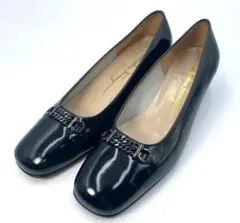 美品 Ferragamo フェラガモ パンプス 37C 24cm エナメル